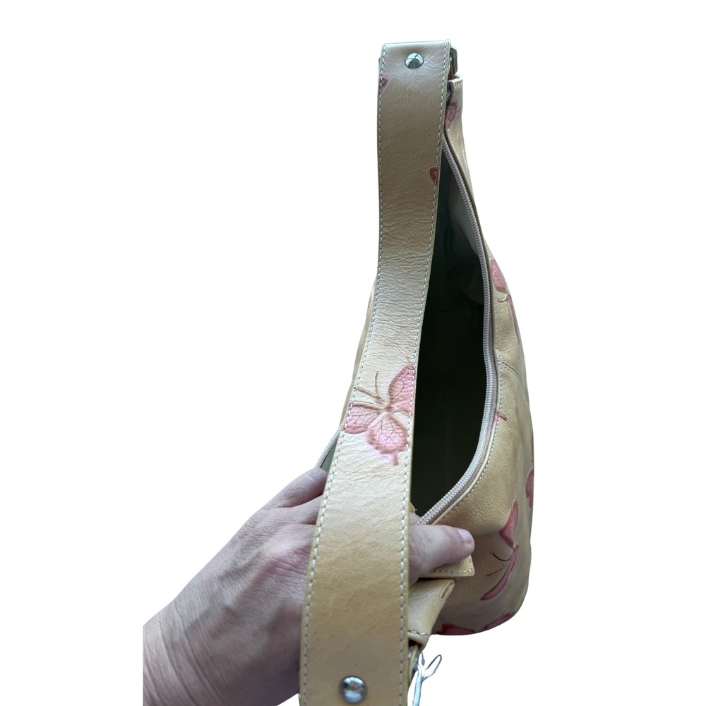 Mila Schon Vintage Y2K Butterfly Leather Handbag Cream Pink Fairy Coquette Rare - Picture 8 of 12